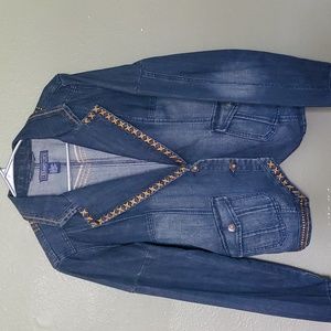 Baccini Womans V Collar, Button Front Jean Jacket, Size XL